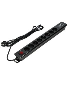 Listwa przeciwprzepięciowa, 8x2P+Z, 2xUSB, 3X1, z wyłacznikiem 3m czarny OR-AE-13244/B/3M