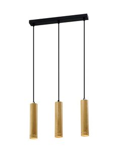 Tubo lampa wisząca czarna/drewniana oprawa 3x25W 33-79138