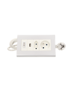 Przedłużacz na biurko 2gniazda + USB przewód 1.5m z wyłącznikiem biały OR-AE-1328