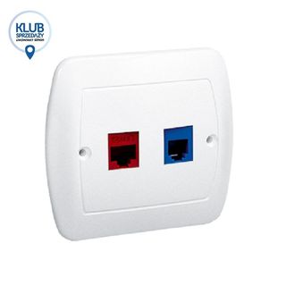 SIMON AKORD Gniazdo komputerowe RJ45 kategoria 5e + telefoniczne RJ12 BIAŁE A5T/11