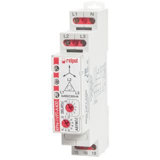 Przekaźnik do nadzoru napięcia AC w sieci 3-fazowej 3 (N) - 400/230 V wyjście  - 1 zestyk przełączny napięcie znamionowe...