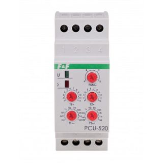 Przekaźnik czasowy 2-funkcyjny (nastawa 2 czasów T1 T2) styk: 2xNO/NC 230V PCU-520